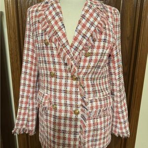 Pre-owned Sunday Up size small Plaid Fringe Women's Jacket